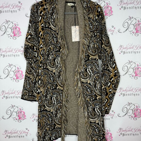 Nada Del Riccio cardigan wrap belted belt sweater fringe made in Italy brand new - Picture 12 of 16